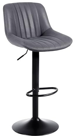 Youhauchair Bar Stool, Swivel Counter Height Barstools with Back, Adjustable PU Leather Bar Stool, Modern Kitchen Breakfast Bar Stools, Dark Grey