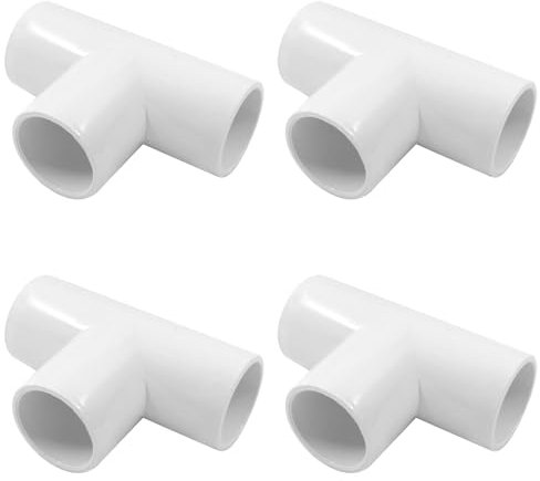 Piutouyar 4 Stück 1,9 cm T-Winkelstück, PVC-Rohrverschraubung, 3-Wege-Möbelqualität, Rohrverbinder, PVC-Winkelstück, Eckverbinder für DIY-Regal, Garten, Stützstruktur
