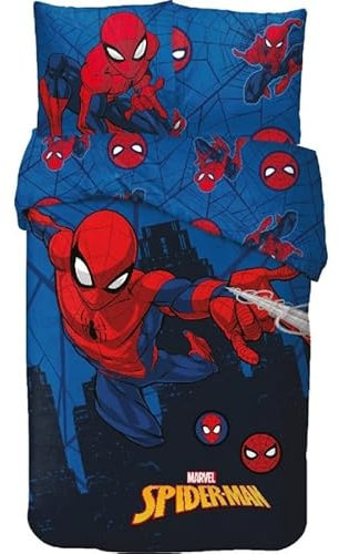 Bettwäsche Spiderman Marvel – 1 Bettbezug 140 x 200 cm + 1 Kissenbezug 63 x 63 cm (Bettwäsche Spiderman – E)