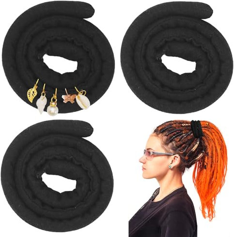 3 Stück 66 cm/26 inches Spiral Lock Hair Tie Dreadlock Haargummi Set Biegbare Haargummi für Frauen und Männer Dreadlocks Pferdeschwanz Halter Dread Haarbinder für Braids dickes lockiges Haar