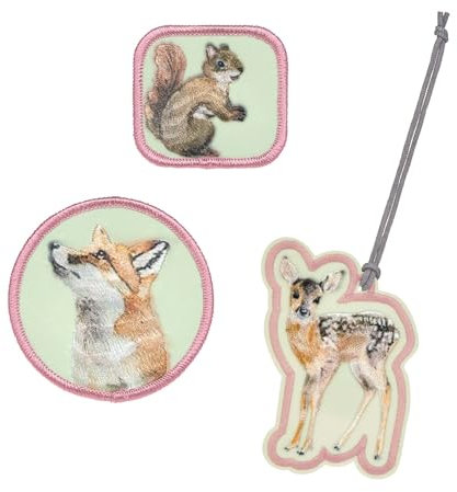 LÄSSIG Anhänger und Patches Set (3 Stk.) mit Druckknopf/School Patches Set Forest