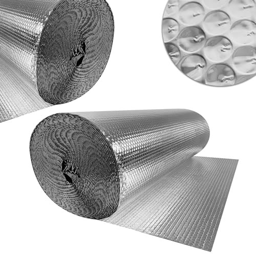 JNGLGO Heizkörper Reflexionsfolie Heizung 1x30m Reflektierende Isolierfolie 3-4mm Dicke Dämmfolie Doppelte Alu-Luftpolsterfolie Wand Isolierung