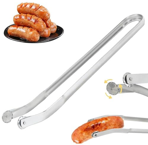Pince Barbecue, Pince Barbecue Longue Roulette BBQ Pince à Saucisse Roulette pour Saucisses Avec Rouleaux Ustensiles Barbecue Accessoire Grillup