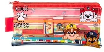 mybagstory Federmäppchen Paw Patrol Jungen – Federmäppchen flach gefüllt – transparent – Kinder – Schule – Kindergarten – Grundschule – Geschenkidee – 18 cm