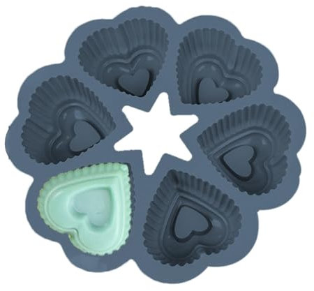 Silikonform in Herzform – Herz-Kuchenform | Herz-Backform aus Silikon in Herzform | 6 Löcher Silikon-Herzform, großes Backblech, Herz-Kuchenform, Kuchenform