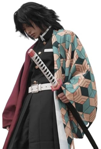 CR ROLECOS Mitsuri - Disfraz completo de cosplay para Demon Slayer Mitsuri, disfraz de anime de Tomioka Giyuu para Halloween