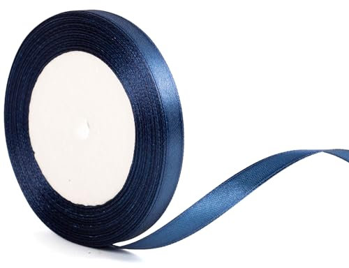Nastro regalo blu navy da 10 mm, nastro in tessuto blu scuro sottile da 22 m, adatto per confezioni regalo, fiocchi per dolci natalizi, bouquet, fioristi, decorazioni per auto da matrimonio.