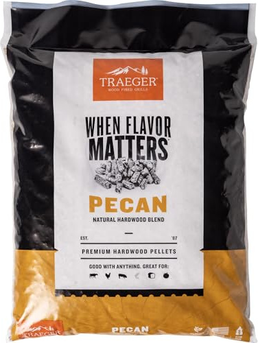 Traeger Grills Pecan Granulés de Bois 100% Naturel pour fumoir et Barbecue à granulés, Barbecue, Cuire, rôtir et Griller - Sac de 8,2 kg