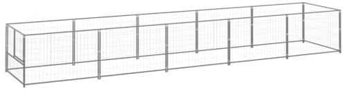 hundetransportbox alu,hundebox zuhause,Dog Crate Indoor,Hundezwinger Silbern 5 m² StahlEntworfen für Garten und Terrasse.