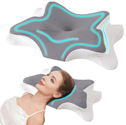 FOME Kissen Memory Foam, Nackenkissen Ergonomische Schmetterlingsform Design Schützen Nackenkissen Zum Schlafen Nackenstütze