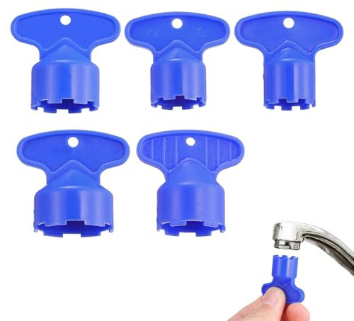 WOLMIK Llaves de grifo aireador – 5 piezas de llave aireadora de grifo con 5 tamaños M16.5, 18.5, 21.5, 22.5, 24 llaves aireadoras empotradas para aireadores de caché, color azul