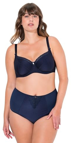 Ulla Popken Damen große Größen Übergrößen Plus Size Bügel-BH, Jacquard, Spitzenkante Nachtblau 115G 820379139-115G