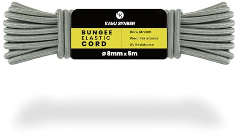 Kamu Synber Gummiseil 8mm x 5m Expanderseil Spanngummi Spannseil Gummischnur für Anhänger, Sonnensegel, Plane | UV Beständig Wetterfest | Grau