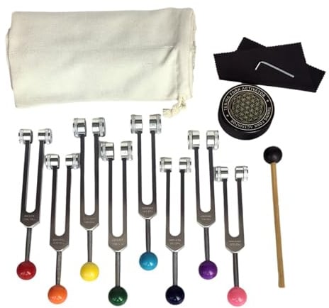 Hburirrty Chakra Tuning Fork Set for Healing, Tuning Forks with Tuning Fork Activator for Healing,Sound Therapy,Keep Body