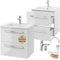 .Deftrans Waschbeckenunterschrank 50 cm hängend mit Waschbecken, Armatur & Siphon – Waschtisch mit Unterschrank, Softclose, Badezimmermöbel Set für kleine Bäder, Hochglanz Weiß