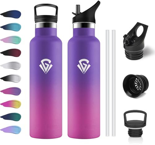 Trinkflasche Edelstahl 750ml, Thermoskanne BPA-Frei, Metall Wasserflasche Doppelwandig Isoliert, Auslaufsichere Wasserflasche Kohlensaeure Geeignet, für Fitness, Schule, Outdoor, Camping, Fahhrad