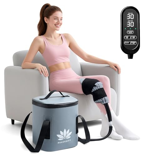 Reezedify Machine à glace pour genou épaule hanche après chirurgie avec compression, machine de thérapie par le froid pour remplacement du genou, cryothérapie pour récupération post-opératoire