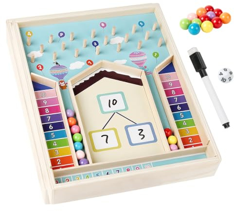 Dr. MUYA® Montessori Spielzeug 3 4 5 Jahre, Zahlen Lernen, Spiele ab 3 Jahre, Holzspielzeug, Motorikspielzeug, Lernspiel, Geschenk 3-5 Jahre Kinder Junge Mädchen