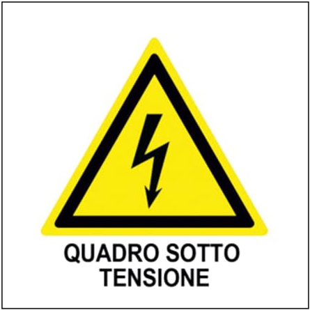 M-ITALY CARTELLO SEGNALETICO QUADRATO - QUADRO SOTTO TENSIONE - Adesivo Extra Resistente, Pannello in Forex, Pannello In Alluminio (Plastica, 20x20 cm)