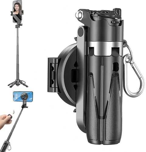 4 in 1 Multifunktionaler Magnetischer Selfie-Stick, Growalleter Tragbarer Quadruped-Ständer Mini-Taschen-Selfie-Stick, 360° Drehung, für iPhone/Android, Videoaufnahme & Vlogging