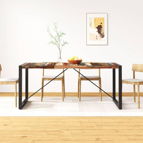 QUAHEAS Esstisch Altholz Massivholz 180x90cm, Industrial Design Küchentisch, Robuster Esszimmertisch für Zuhause, Langlebig & Einzigartig