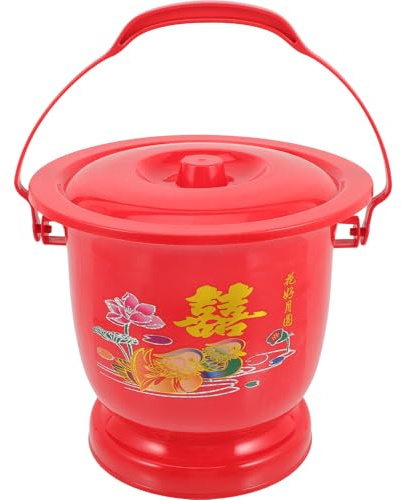 Gogogmee Pot de Chambre Portable en Acier Émaillé Couvercle et Poignée Urinoir Pratique pour Adultes et Personnes Âgées Récipient à Urine pour Maison et Mariage Pot à Urine Solide et