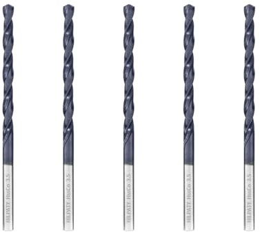 Hilpaty Cobalt Drill Bits 3.5mm x 5pcs M35 HSS Drill Bit for Metal, AlTiN Coating, Standard DIN 338
