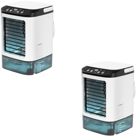 Climatiseur Mobile 2026 sans Évacuation, 4 Vitesses, avec Moule à Glaçons, Brumisation, LED 7 Couleurs et Réservoir 900 ml – Rafraîchisseur d'Air Silencieux,2pcs