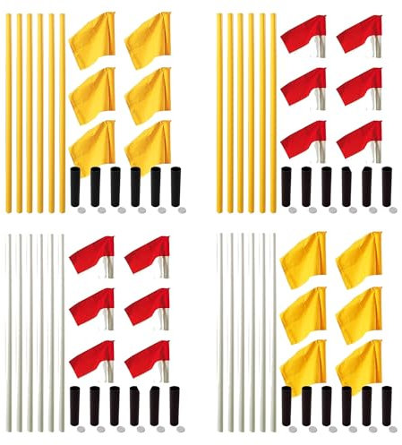 Sport-Thieme Eckfahnen Set für Fußball | Grenzstangen Set: 6 elastische Grenzstangen, 6 Eckfahnen, 6 Boden-Hülsen | Indoor u. Outdoor | Vier Farb-Varianten | L: 165cm, Ø 50mm, 40x40cm