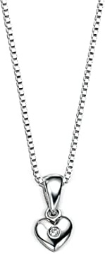 D for Diamonds Children's 925 Sterling Silver Diamond Heart Pendant Necklace Length 35cm