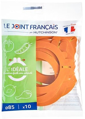 LE JOINT FRANÇAIS par HUTCHINSON - 10 Joints de bocaux 85mm - Gamme 'L’idéale' à ouverture facile - Caoutchouc - Rondelles pour bocaux - Fabriqués en France - Conformes aux normes alimentaires