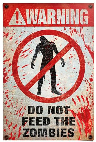 REINDERS Poster, Warning! Do Not Feed The Zombies, Kinderzimmer, Poster, Wanddeko, Room Decor, 150 gr. glänzend Bilderdruckpapier, Rot, 91,5x61cm