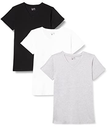 berydale BD158 Camiseta, Negro/Gris Claro (Mezcla)/ Blanco-3, L para Mujer
