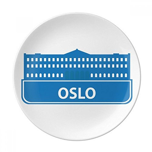 DIYthinker Oslo Norwegen Blau Zeichen Muster Dekorative Porzellan Dessertteller 8-Zoll-Dinner Home Geschenk 21cm Diameter Mehrfarbig