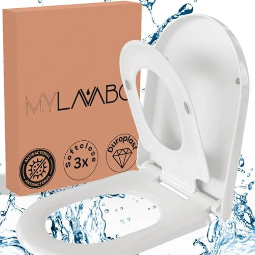MYLAVABO WC Sitz Toilettendeckel mit Absenkautomatik und Kindersitz integriert Klodeckel Toilettensitz mit Softclose Absenkfunktion Familien Klobrille Toilettenbrille Deckel Klositz Kinderklositz
