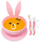 brunoko Bols pour bébés avec ventouse - Set de vaisselle pour bébé (bol rose + cuillère) - Première vaisselle de bébé - Silicone sans BPA - Compatible avec lave-vaisselle et micro-ondes.