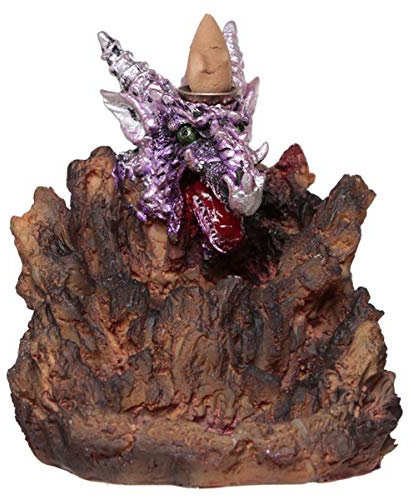 Puckator Brûleur d´Encens LED à Refoulement Reflux Backflow-Dragon Violet Porta-inciensos, Multicolor, único