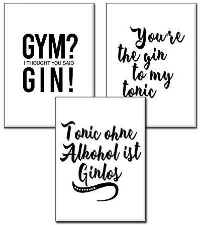 4Good Wandbilder Wohnzimmer als lustige Sprüche, Motivations Bilder fürs Büro oder die Küche, Bild mit Spruch als Schlafzimmer Poster ohne Rahmen (Gin A3)