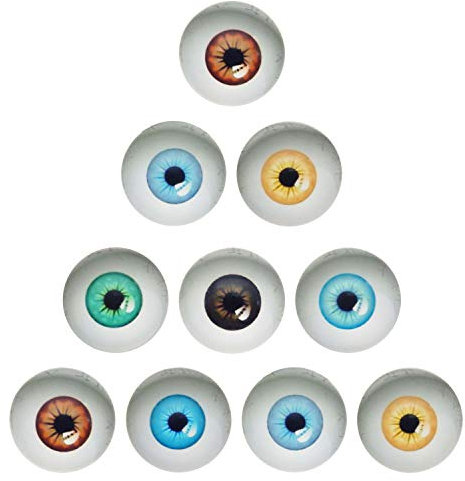 Julie Wang 100 pcs Light Colors Glass Eyes Mixed Eye Pupils Eyeballs Flat Back Time Gem Cabochons Children DIY Scrapbooking Doll Making Craft Jewellery Accessories 8mm