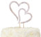 LOVENJOY Crystal Double Hearts One Love Wedding Cake Toppers Rose Gold Diamante Heart Cake Decorations, Gift Boxed