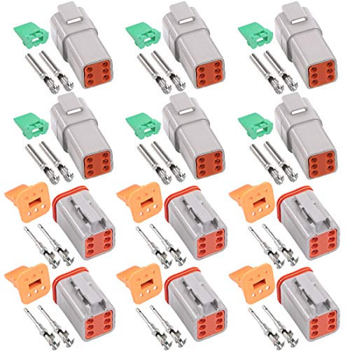 Glarks Lot de 78 connecteurs électriques étanches à 6 broches Gris mâles et femelles pour moto, scooter, voiture, camion, bateau.