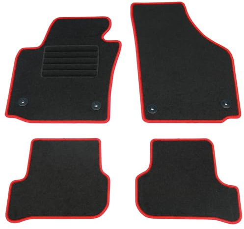 AD Tuning HG11593-ROT Fußmatten Set (4teilig) Schwarz Rot Autoteppiche Matten