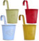 CITÉTOILE Set di 4 vasi per fiori, sospeso, con foro di drenaggio, vaso per fiori, in metallo colorato, con gancio rimovibile, stile vintage
