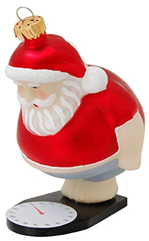 Krebs Glas Lauscha - Weihnachtsdekoration/Christbaumschmuck aus Glas - Weihnachtsbaumanhänger - Motiv: Weihnachtsmann auf Waage - Größe: ca. 11 cm
