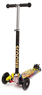 Kinder Scooter mit 3 LED Rädern Kinderroller Dreiradscooter 4BABY Scooter (Gelb)