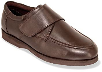 Chums Men's Leather Extra Wide Fit Touch Fasten Shoe Brown 10 UK