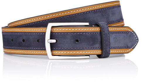 LINDENMANN Premium Ledergürtel Handmade in EU 35 mm blau, Farbe/Color:blau, Size US/EU:Bundweite 150 cm Gesamtlänge 165 cm W 59 XXXXXL