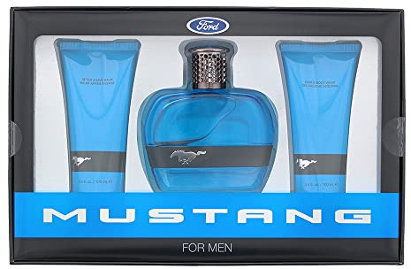 Mustang Blue 3 Piece Gift Set: Eau De Toilette, Aftershave Balm, Hair & Body Wash - 100ml Each