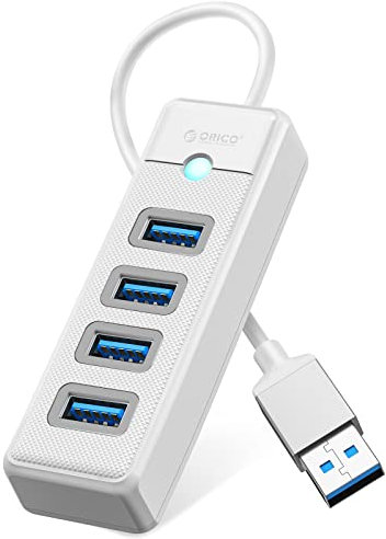 USB Hub 3.0, ORICO 4 Port Adaptador USB para Laptops con Cable de 0,15m, Divisor USB, 5 Gbps Transferencia Rápida de Datos, Hub USB 3.0 Compatible con Mac OS 10.x y Superior, Linux, Android