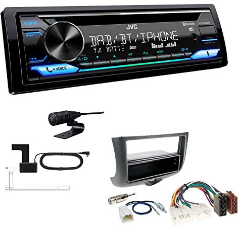 JVC KD-DB922BT 1-DIN Autoradio CD-Receiver Bluetooth DAB+ Digital Radio Einbauset passend für Toyota Yaris Verso 1999-2003 schwarz